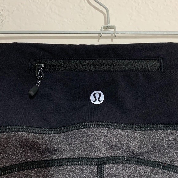 Lululemon Speed Tight V Leggings 10 Heathered Black Deep Coal W5AKUS Pockets - Picture 4 of 7